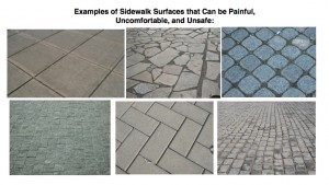 These are examples of sidewalks that are not ideal.